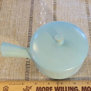 Vintage La Solana Pottery Casserole Dish Handled Soup Bean Turquoise
